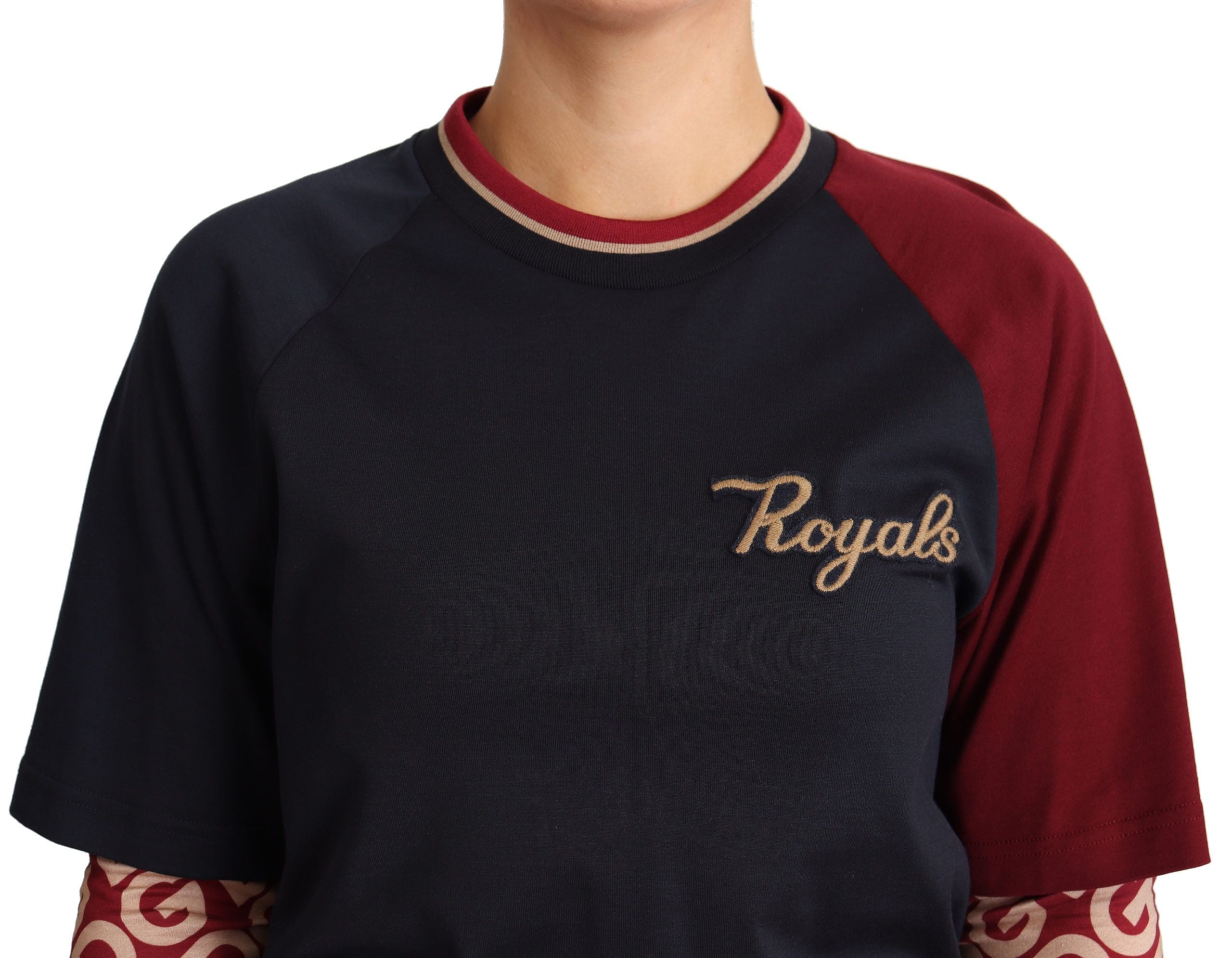 Dolce &amp; Gabbana Mehrfarbiger Royals-Pullover aus Baumwolle mit Rundhalsausschnitt