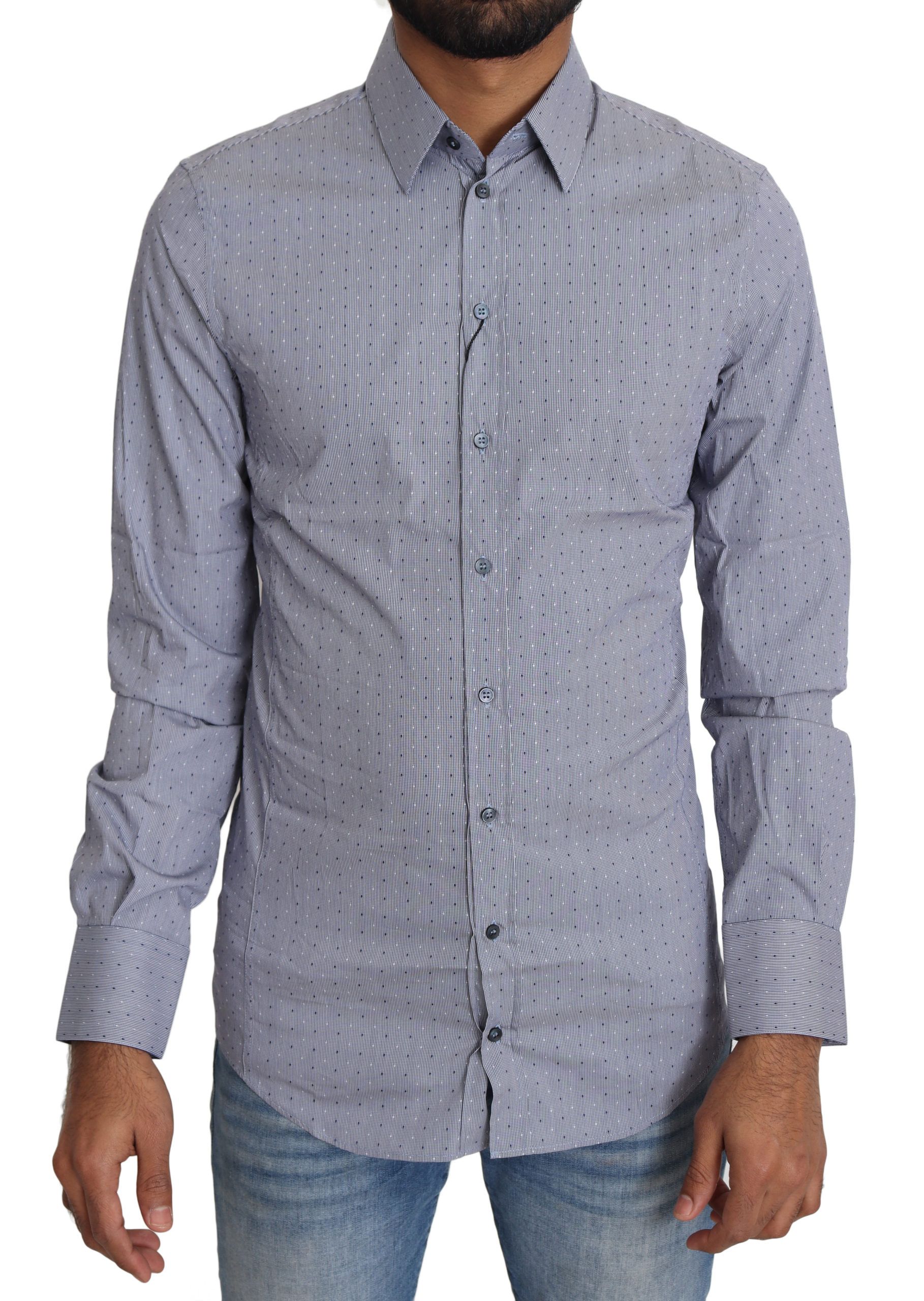 Chemise slim en coton mélangé à pois Dolce &amp; Gabbana Sicilia