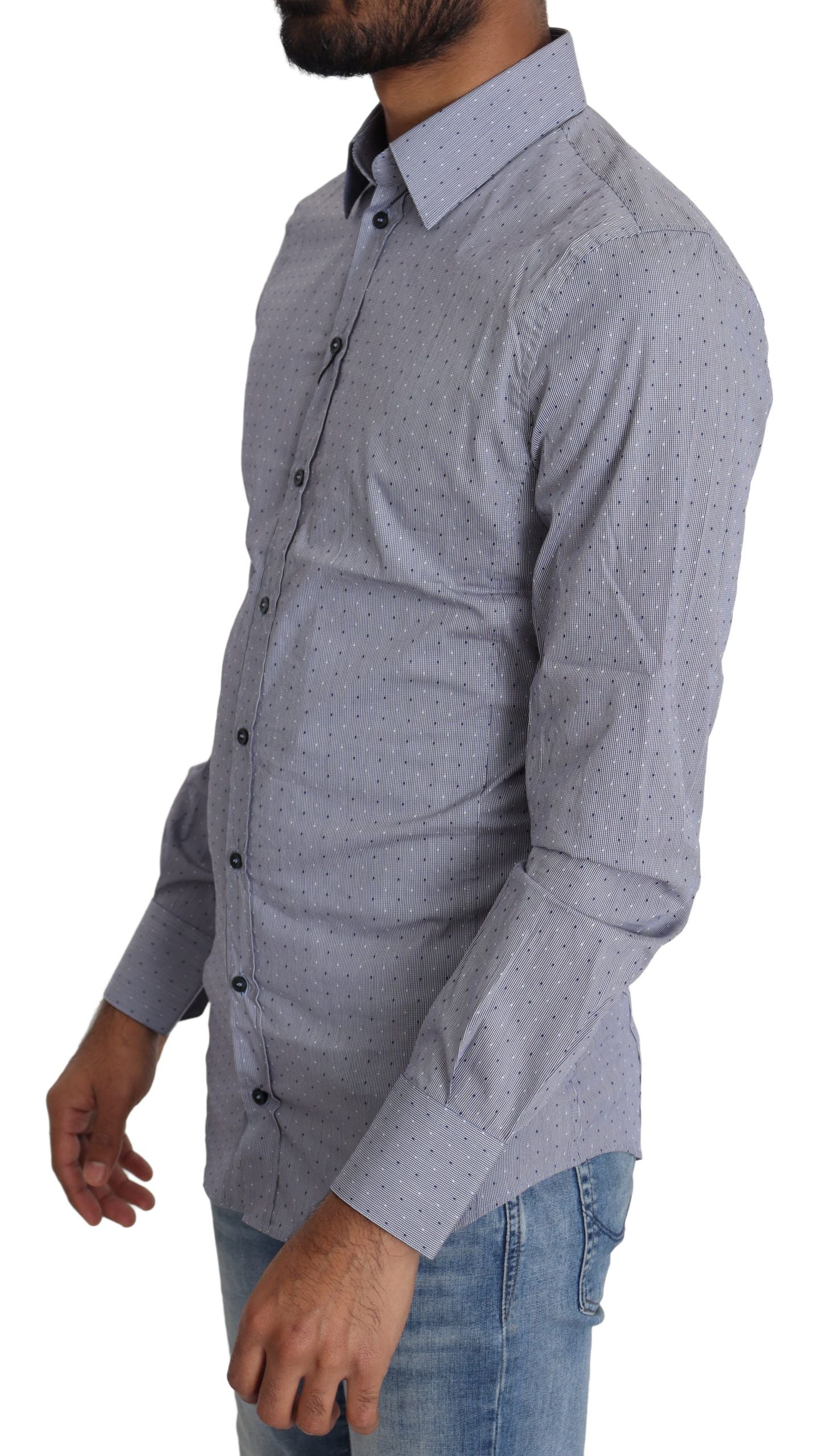Chemise slim en coton mélangé à pois Dolce &amp; Gabbana Sicilia
