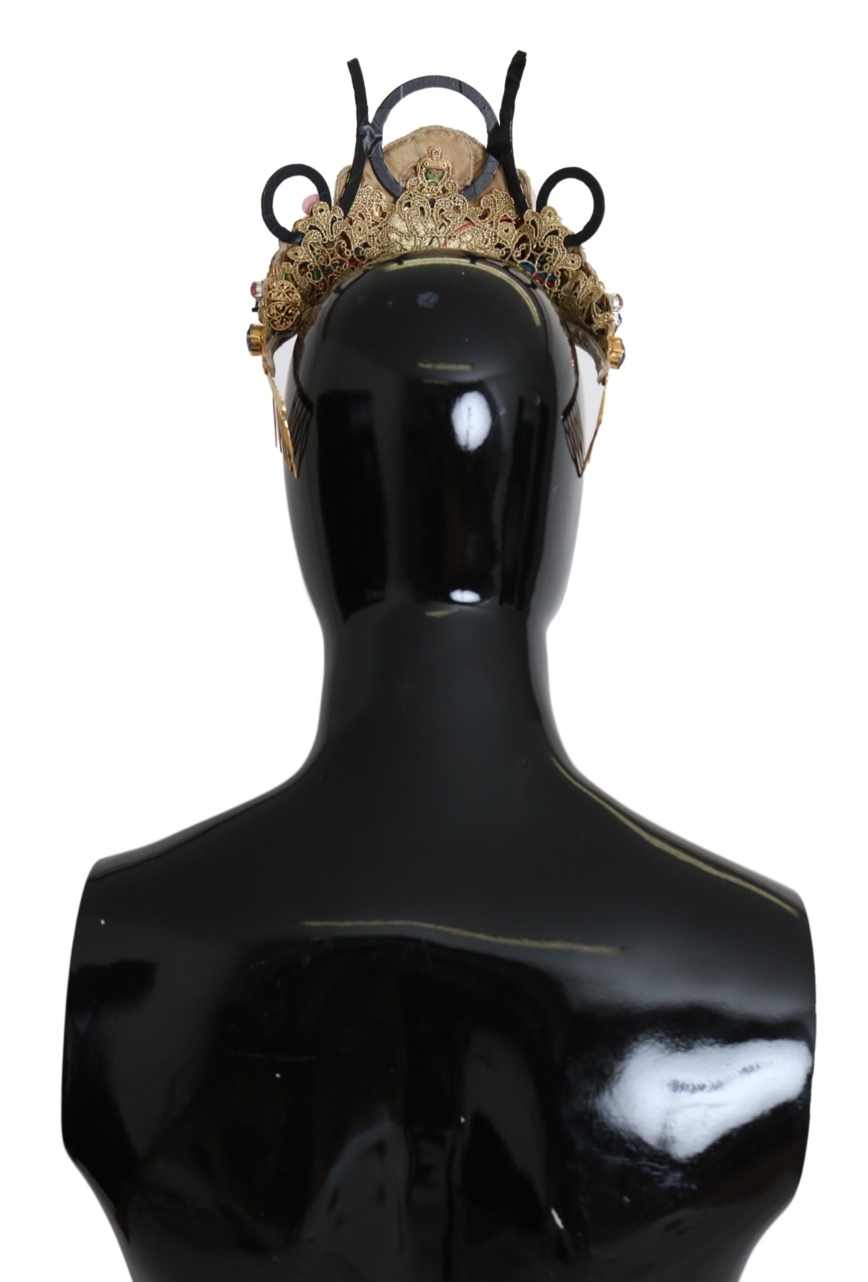 Dolce &amp; Gabbana – Atemberaubendes Diadem-Tiara mit Kristallen – Goldfarben