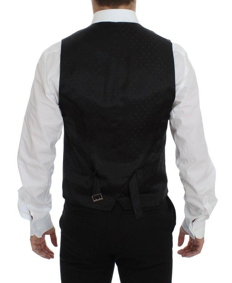 Dolce &amp; Gabbana Élégant gilet en laine mélangée marron et noir