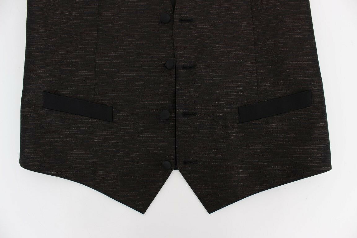 Dolce &amp; Gabbana Élégant gilet en laine mélangée marron et noir