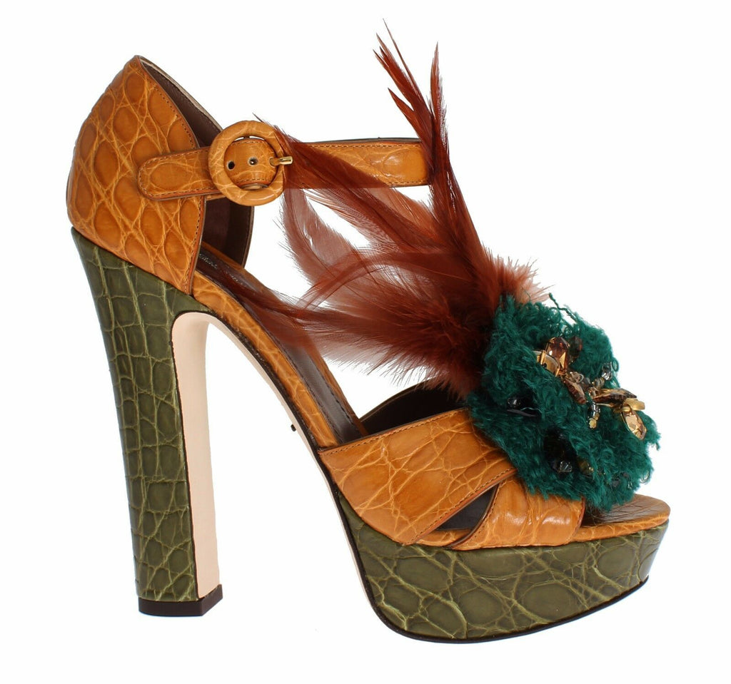 Sandales à plateforme et bride cheville en cristal multicolore Dolce &amp; Gabbana