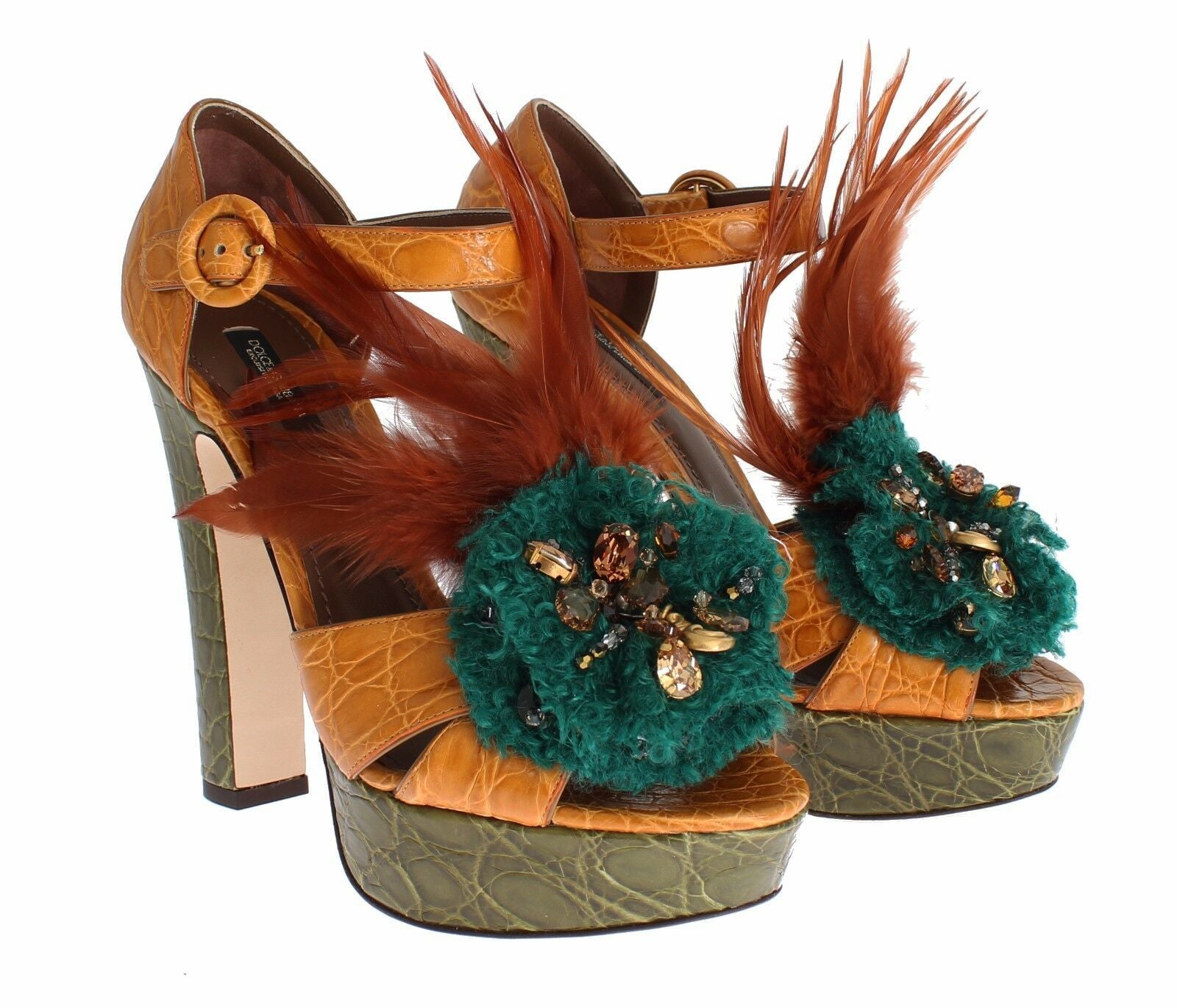 Sandales à plateforme et bride cheville en cristal multicolore Dolce &amp; Gabbana