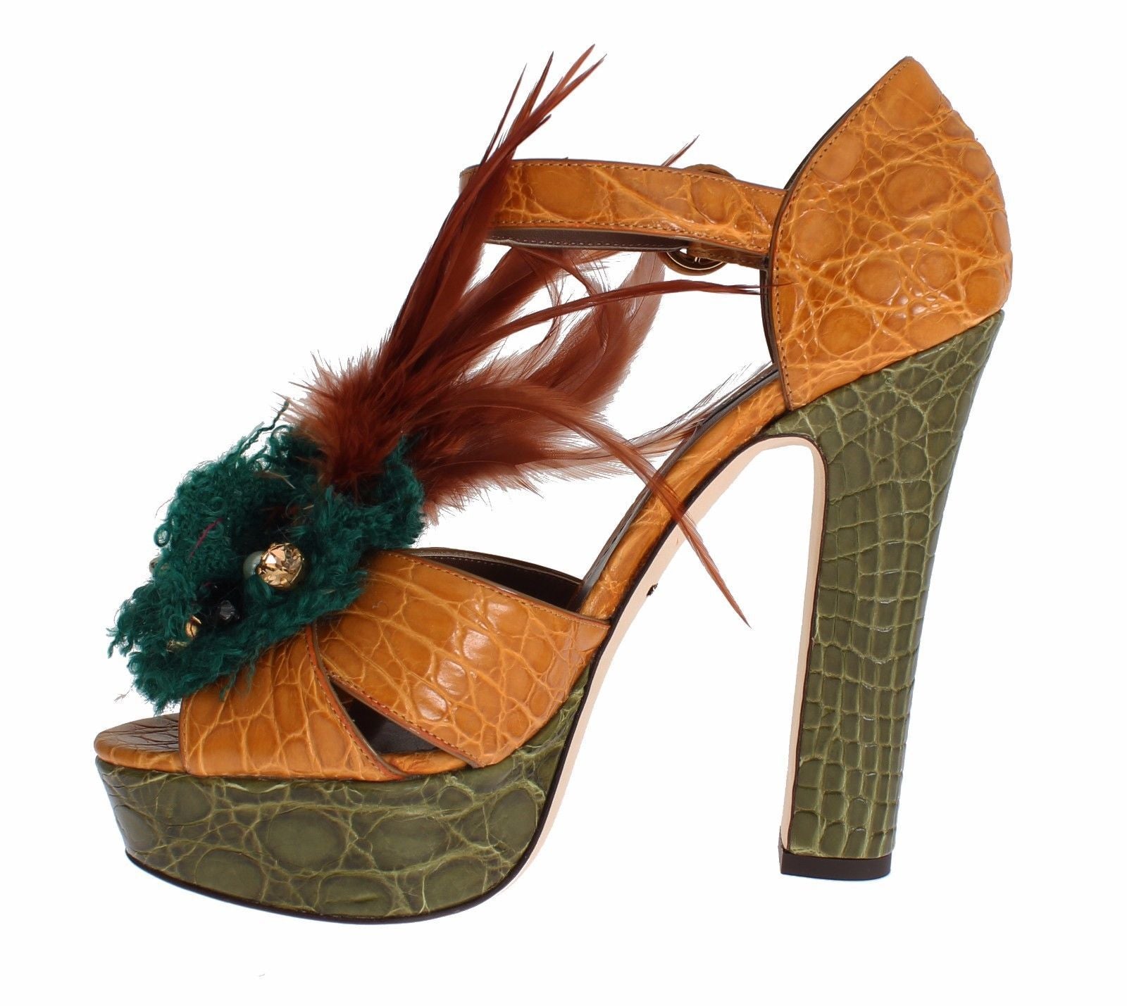 Sandales à plateforme et bride cheville en cristal multicolore Dolce &amp; Gabbana