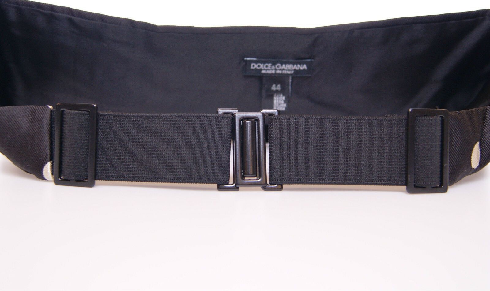 Dolce &amp; Gabbana Élégante ceinture en soie noire à pois