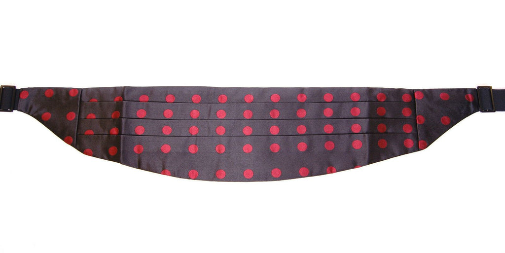 Dolce &amp; Gabbana - Ceinture de smoking en soie noire à pois rouges