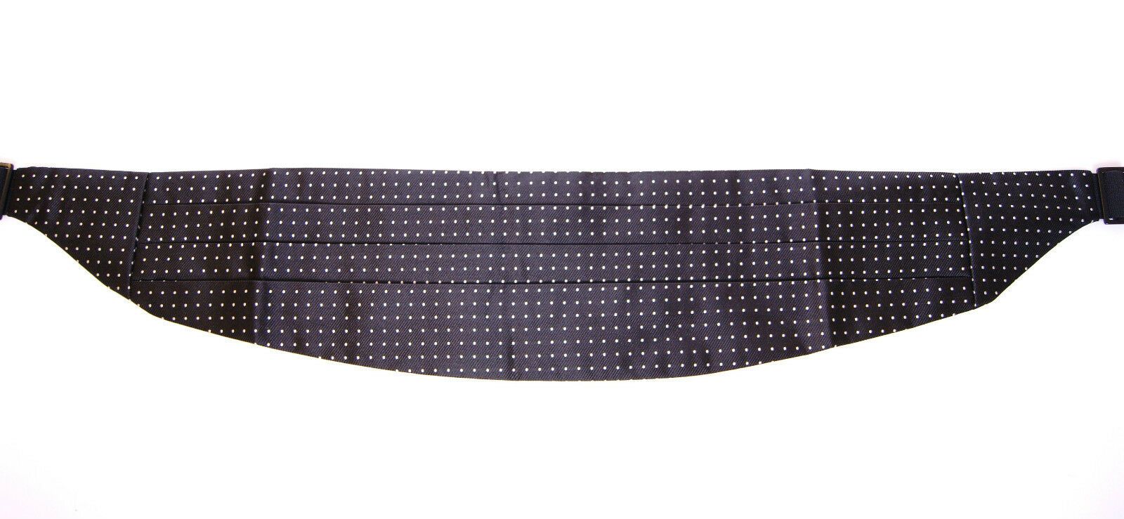 Dolce &amp; Gabbana Élégante ceinture de smoking en soie noire à pois