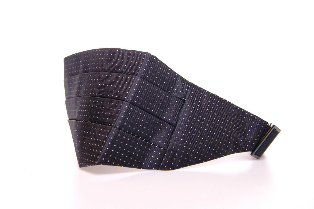 Dolce &amp; Gabbana Élégante ceinture de smoking en soie noire à pois