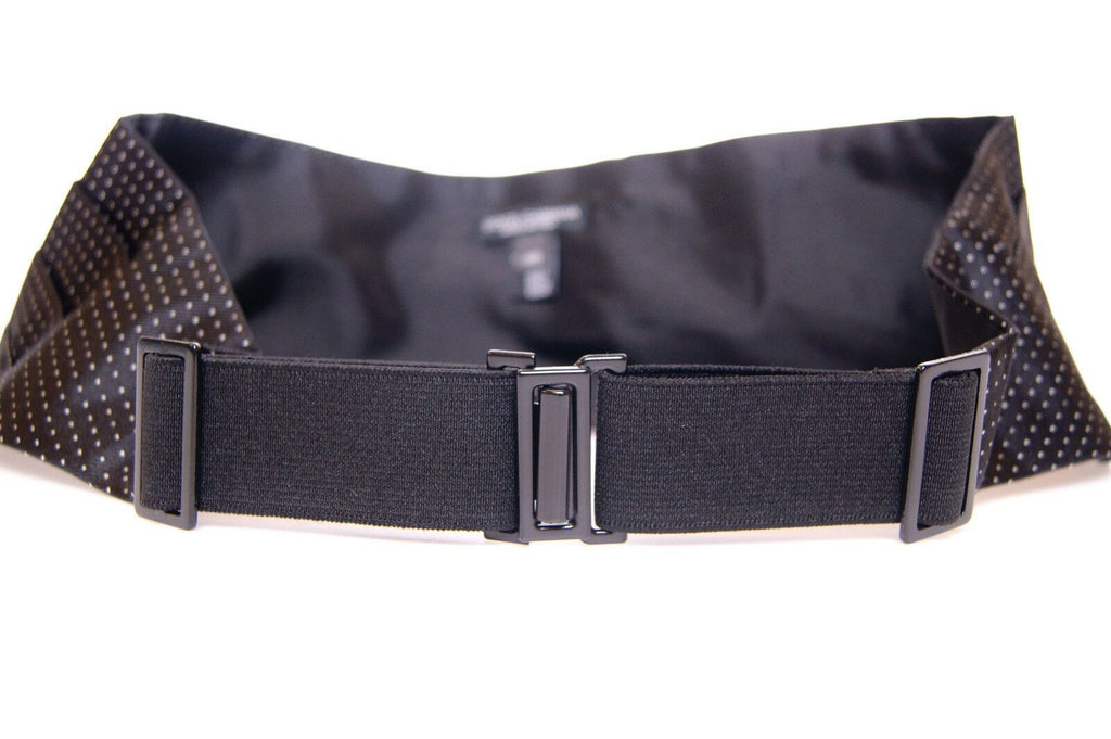 Dolce &amp; Gabbana Élégante ceinture de smoking en soie noire à pois