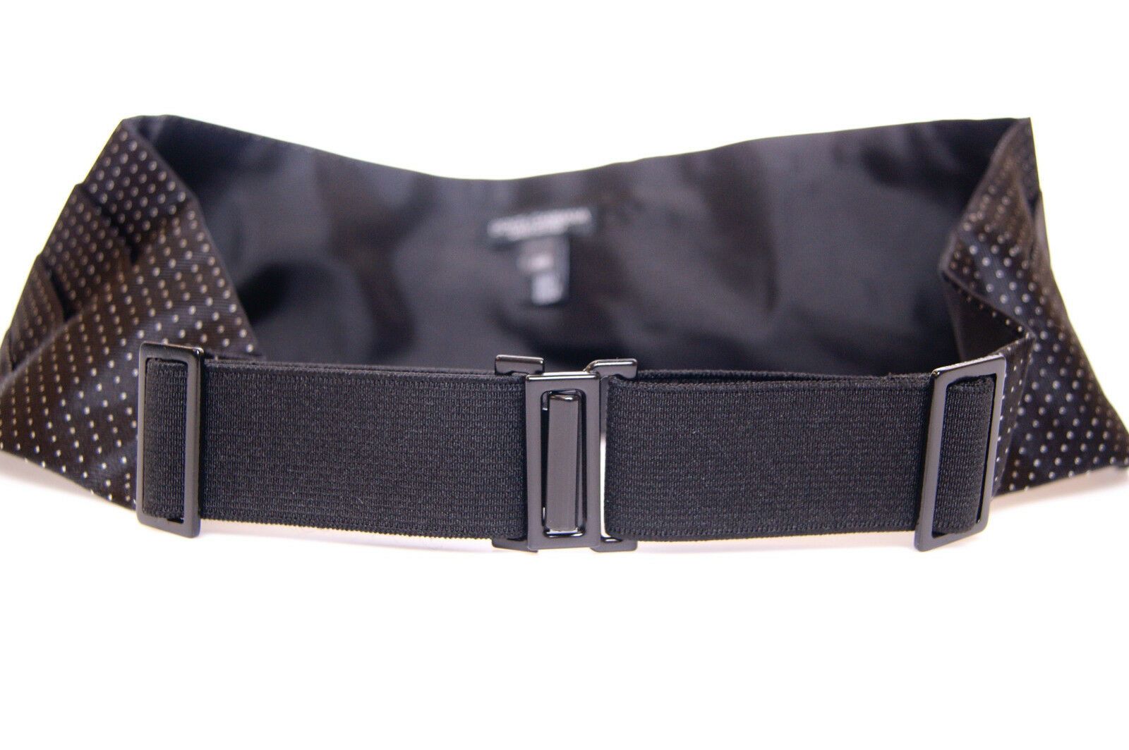 Dolce &amp; Gabbana Élégante ceinture de smoking en soie noire à pois