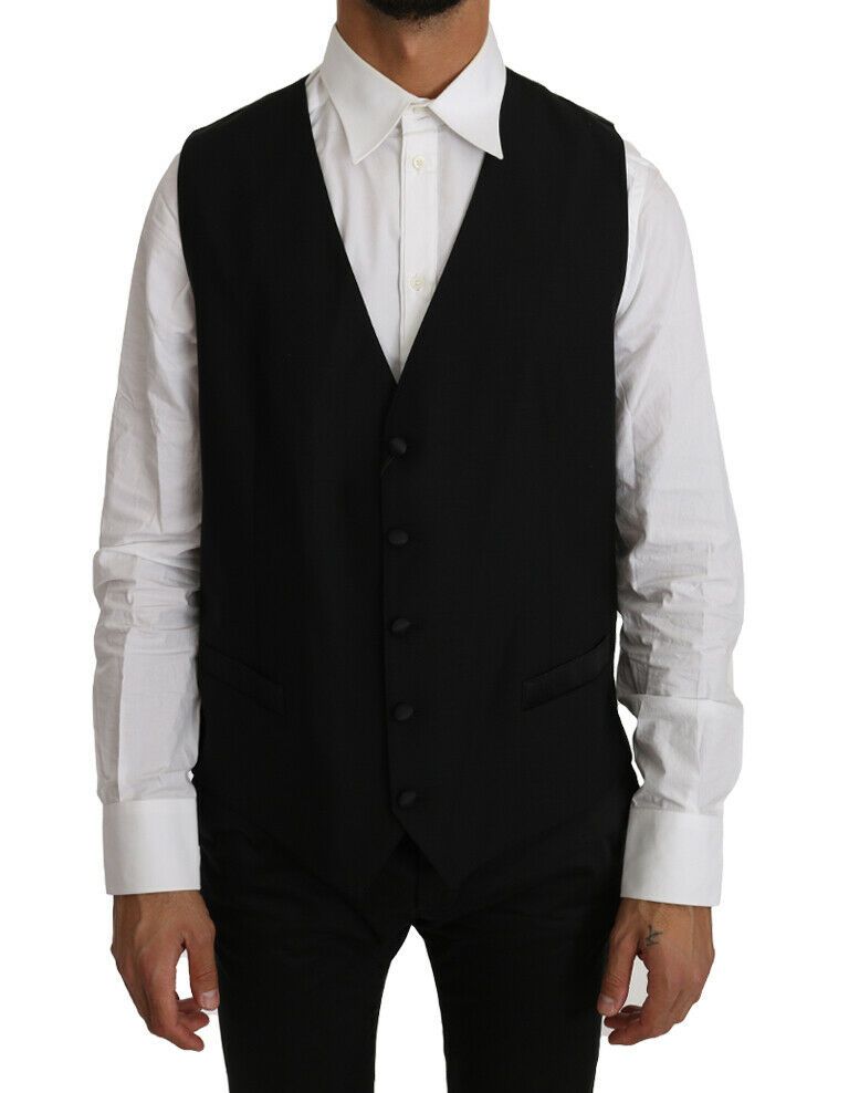 Dolce &amp; Gabbana - Gilet élégant en laine mélangée noire