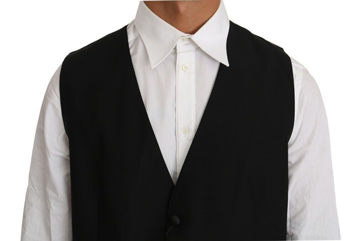 Dolce &amp; Gabbana - Gilet élégant en laine mélangée noire