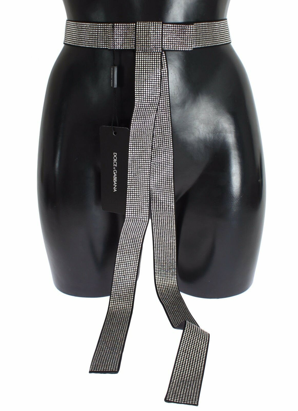 Ceinture en soie noire avec nœud en cristal Dolce &amp; Gabbana Élégance