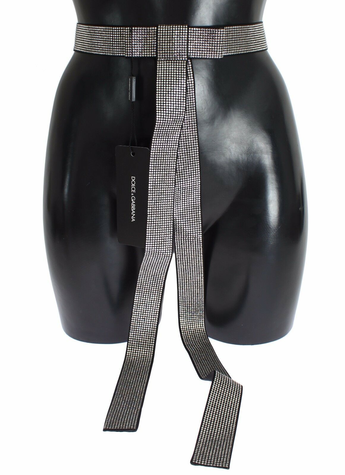 Ceinture en soie noire avec nœud en cristal Dolce &amp; Gabbana Élégance