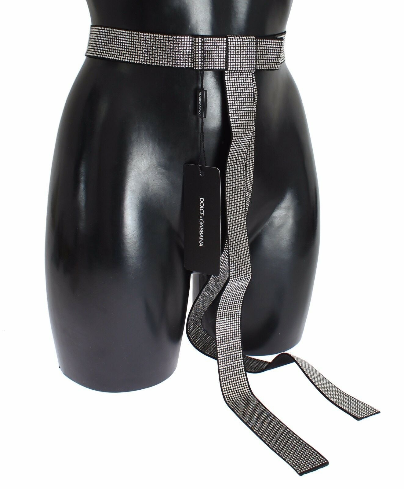 Ceinture en soie noire avec nœud en cristal Dolce &amp; Gabbana Élégance