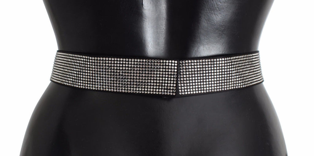 Ceinture en soie noire avec nœud en cristal Dolce &amp; Gabbana Élégance