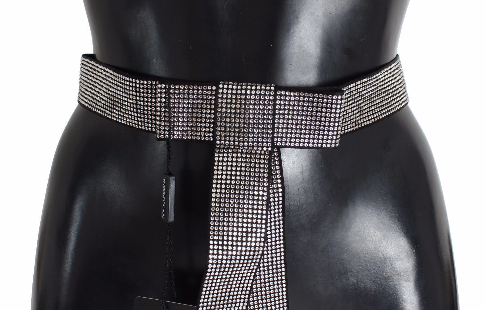 Ceinture en soie noire avec nœud en cristal Dolce &amp; Gabbana Élégance