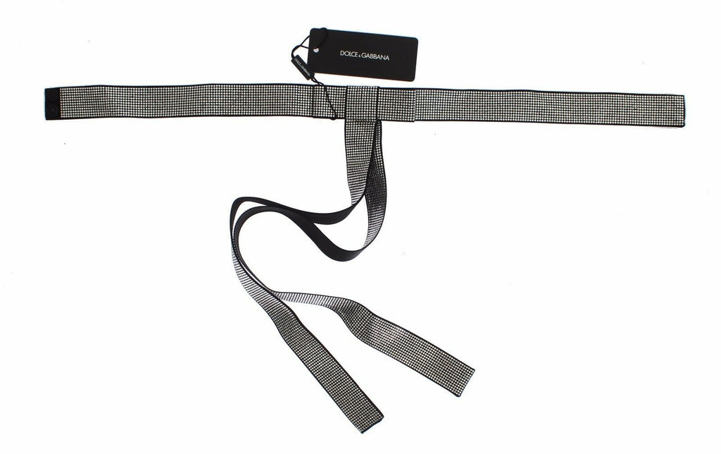 Ceinture en soie noire avec nœud en cristal Dolce &amp; Gabbana Élégance