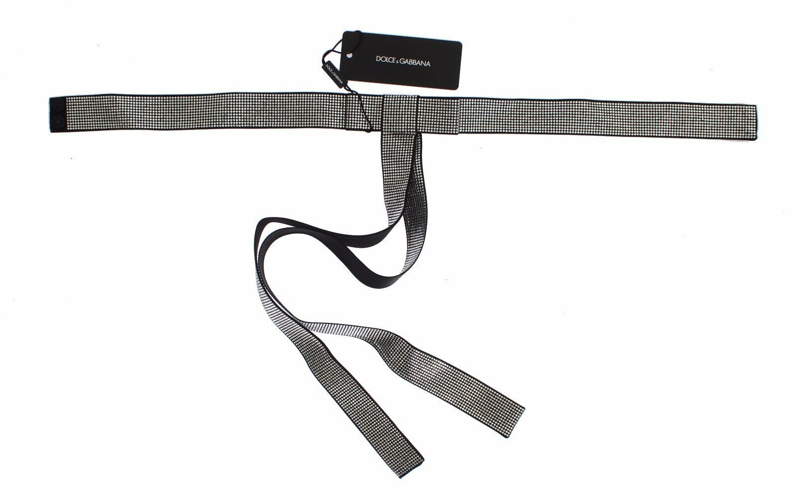 Ceinture en soie noire avec nœud en cristal Dolce &amp; Gabbana Élégance