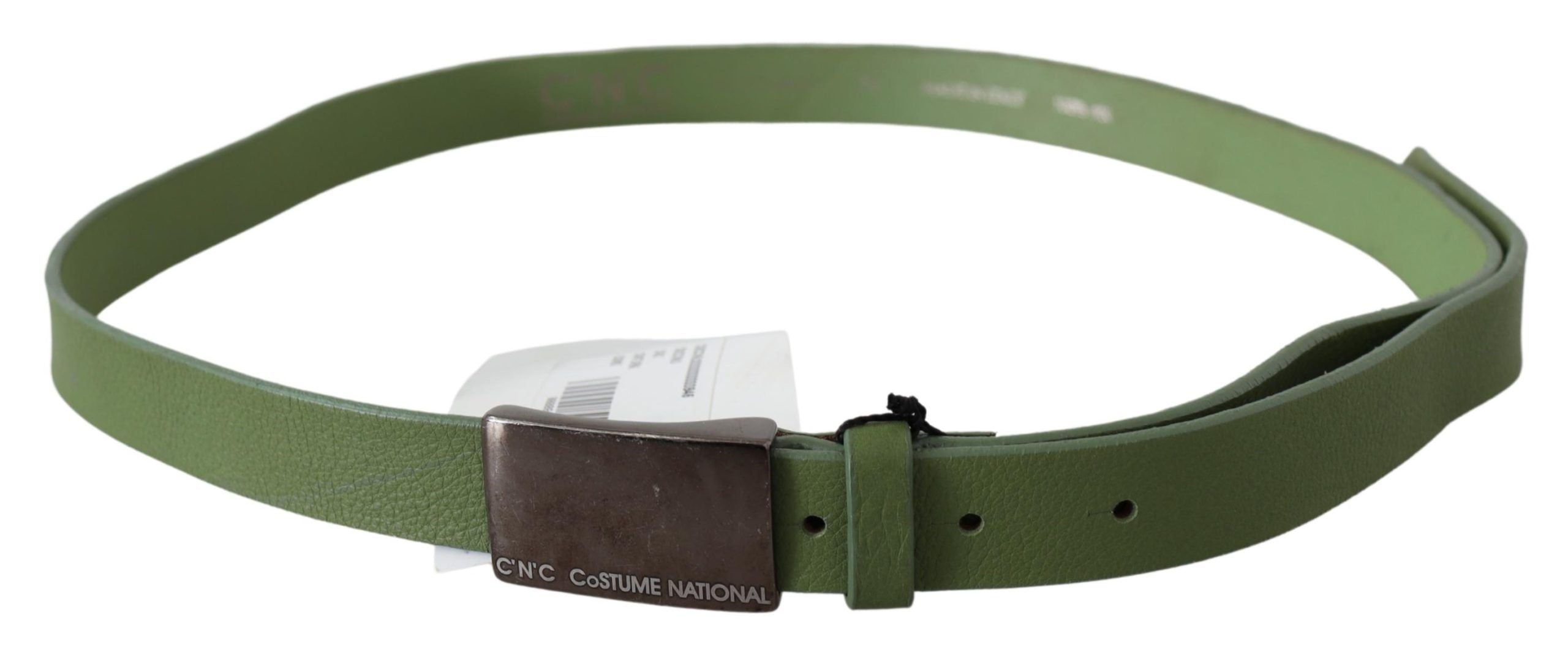 Ceinture en cuir vert chic avec boucle argentée