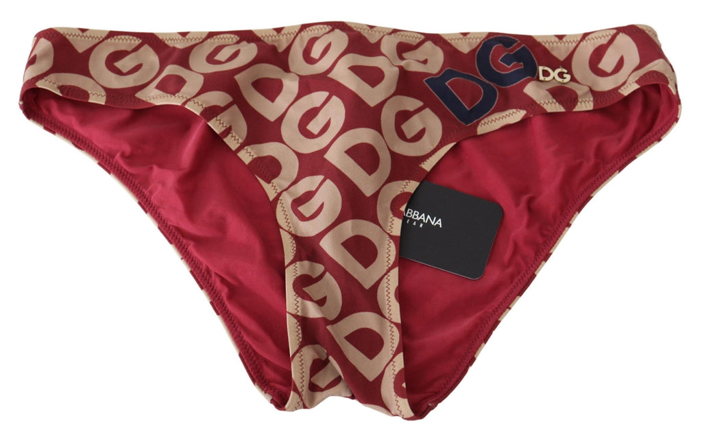 Bas de bikini Dolce &amp; Gabbana Chic à imprimé logo marron beige