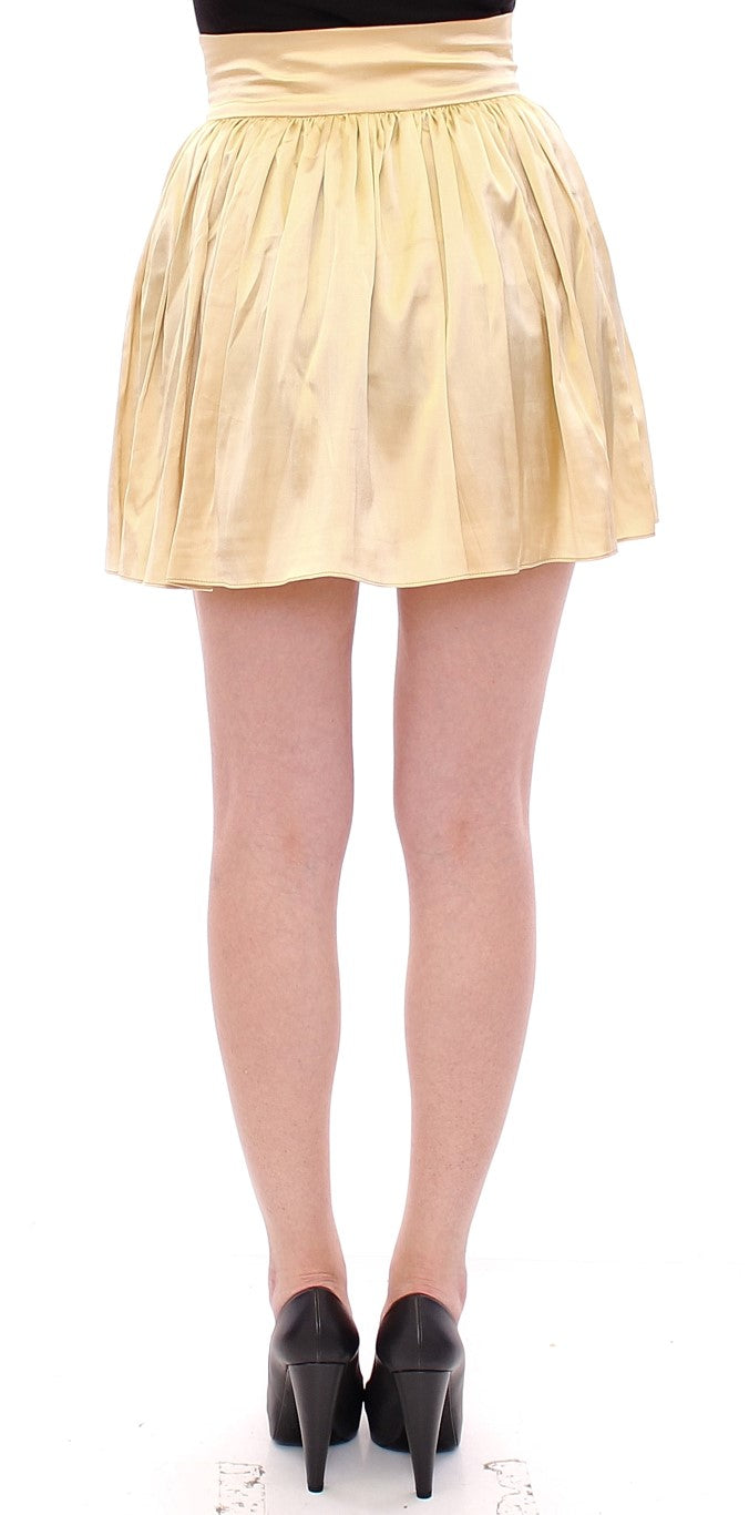 Mini-jupe brodée à fleurs beige chic Andrea Incontri