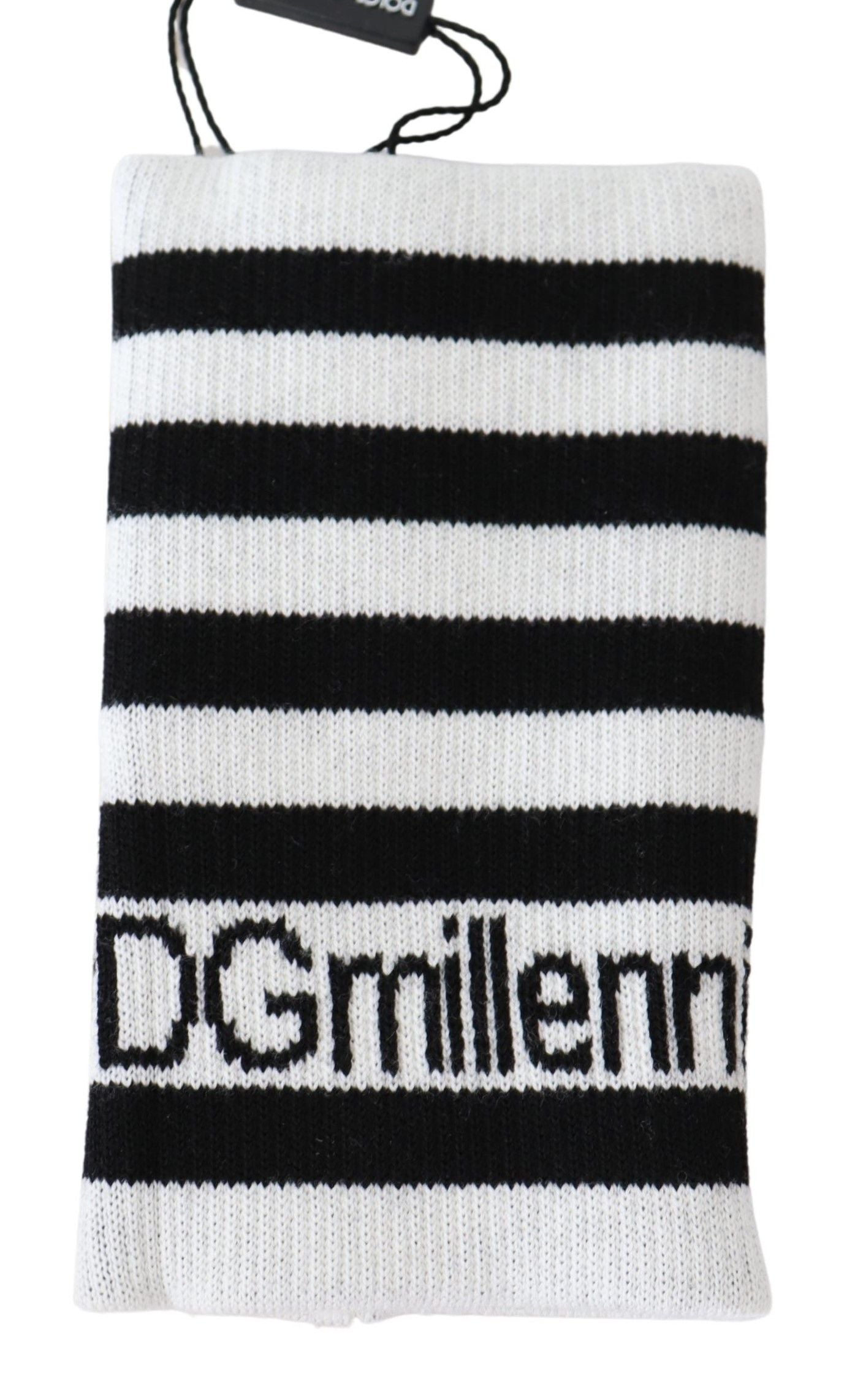 Dolce &amp; Gabbana Elegantes Handgelenksband aus Wollmischung in Schwarz und Weiß