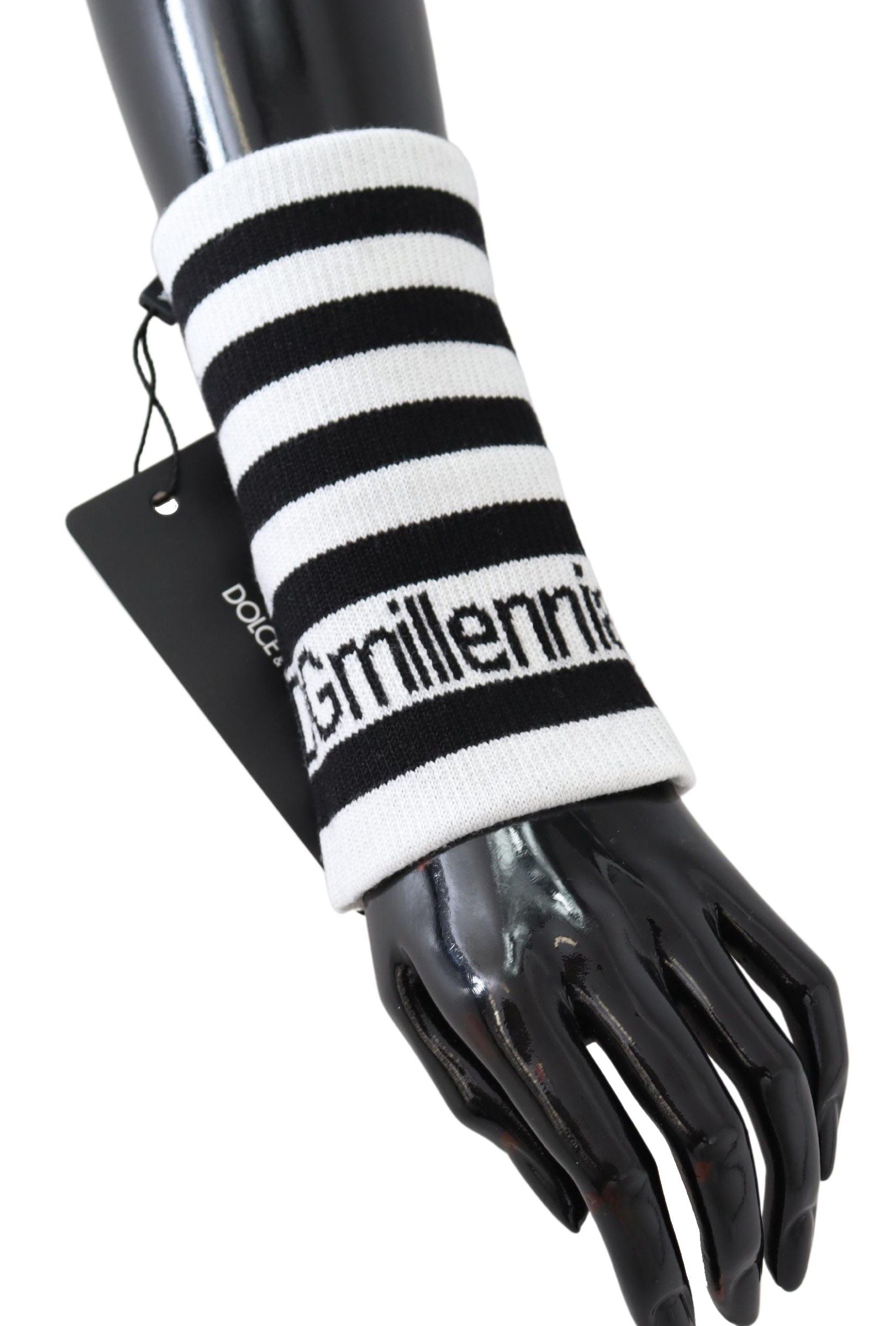 Dolce &amp; Gabbana Elegantes Handgelenksband aus Wollmischung in Schwarz und Weiß