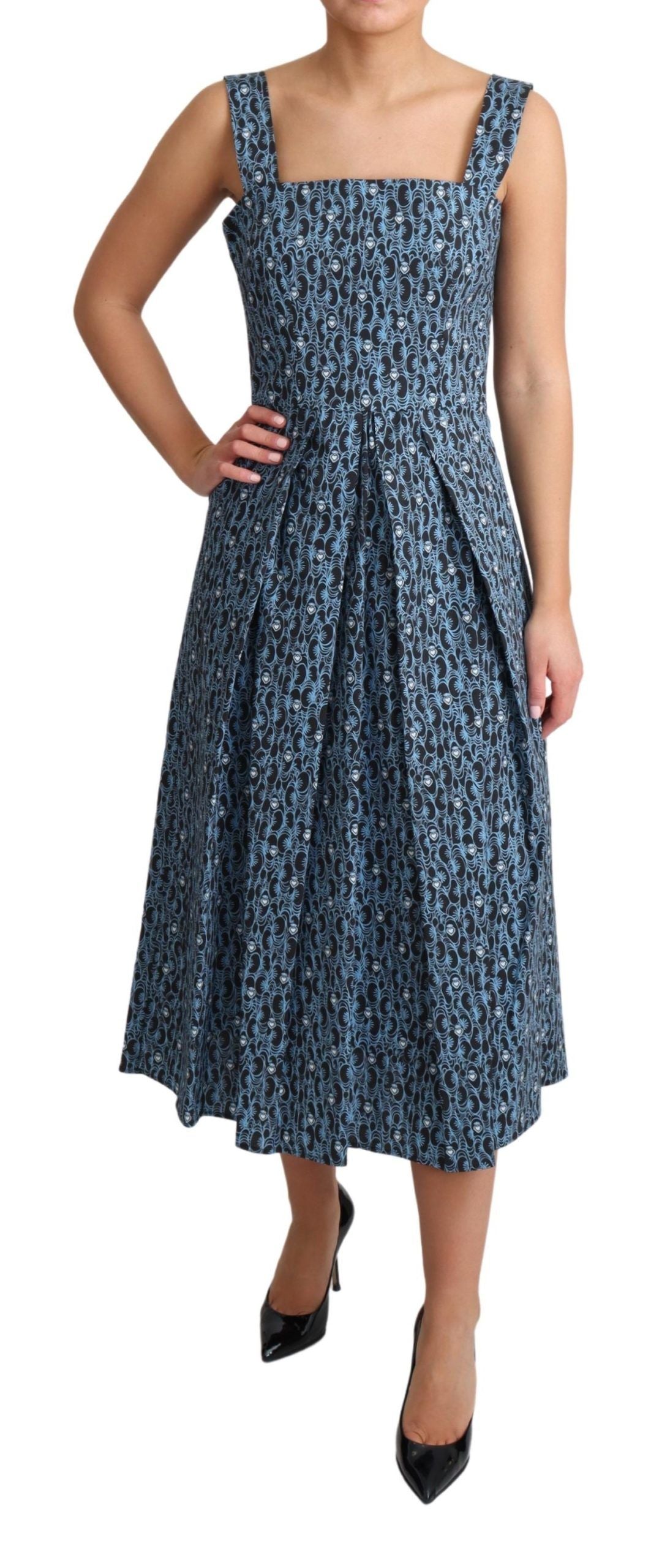 Dolce &amp; Gabbana Elegantes ärmelloses A-Linien-Kleid mit blauem Herz