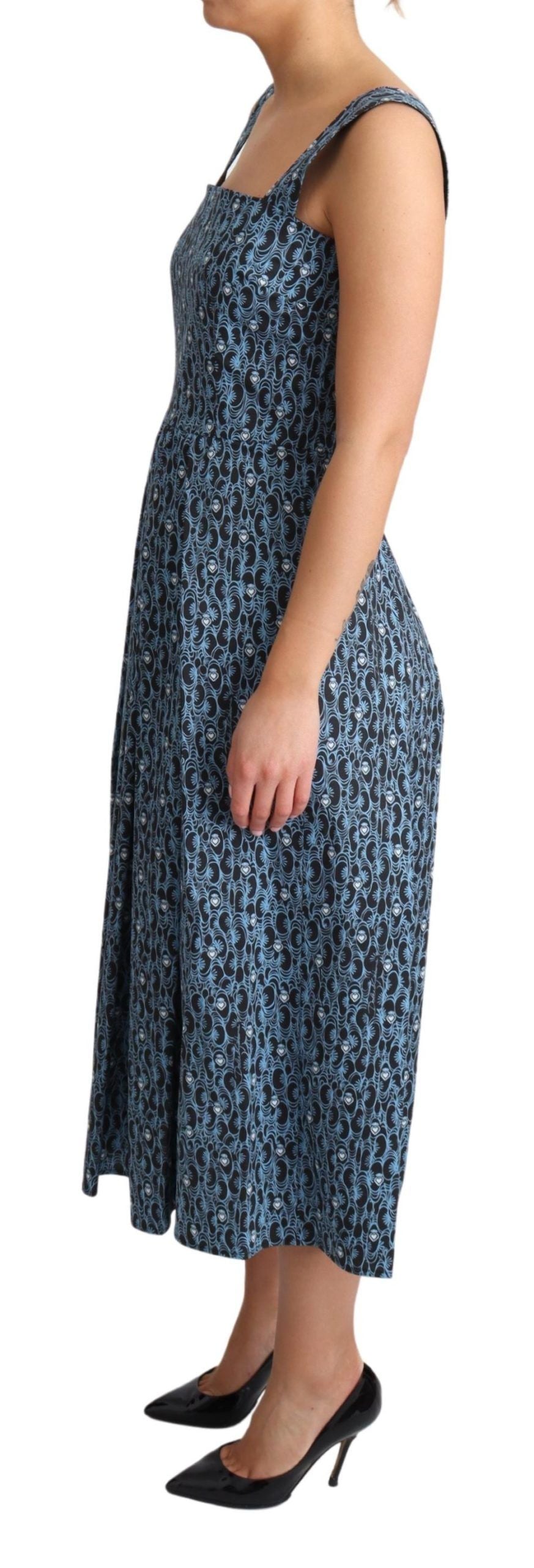 Dolce &amp; Gabbana Elegantes ärmelloses A-Linien-Kleid mit blauem Herz