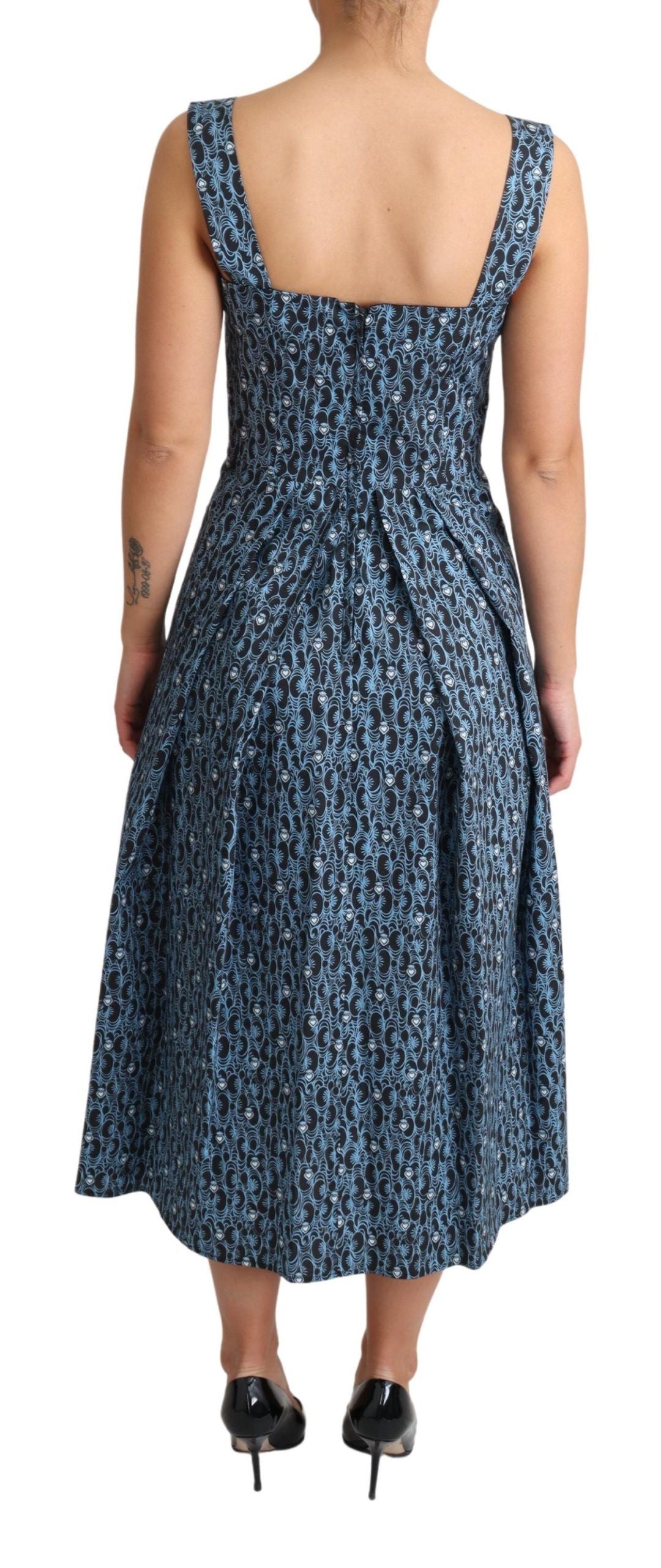 Dolce &amp; Gabbana Elegantes ärmelloses A-Linien-Kleid mit blauem Herz