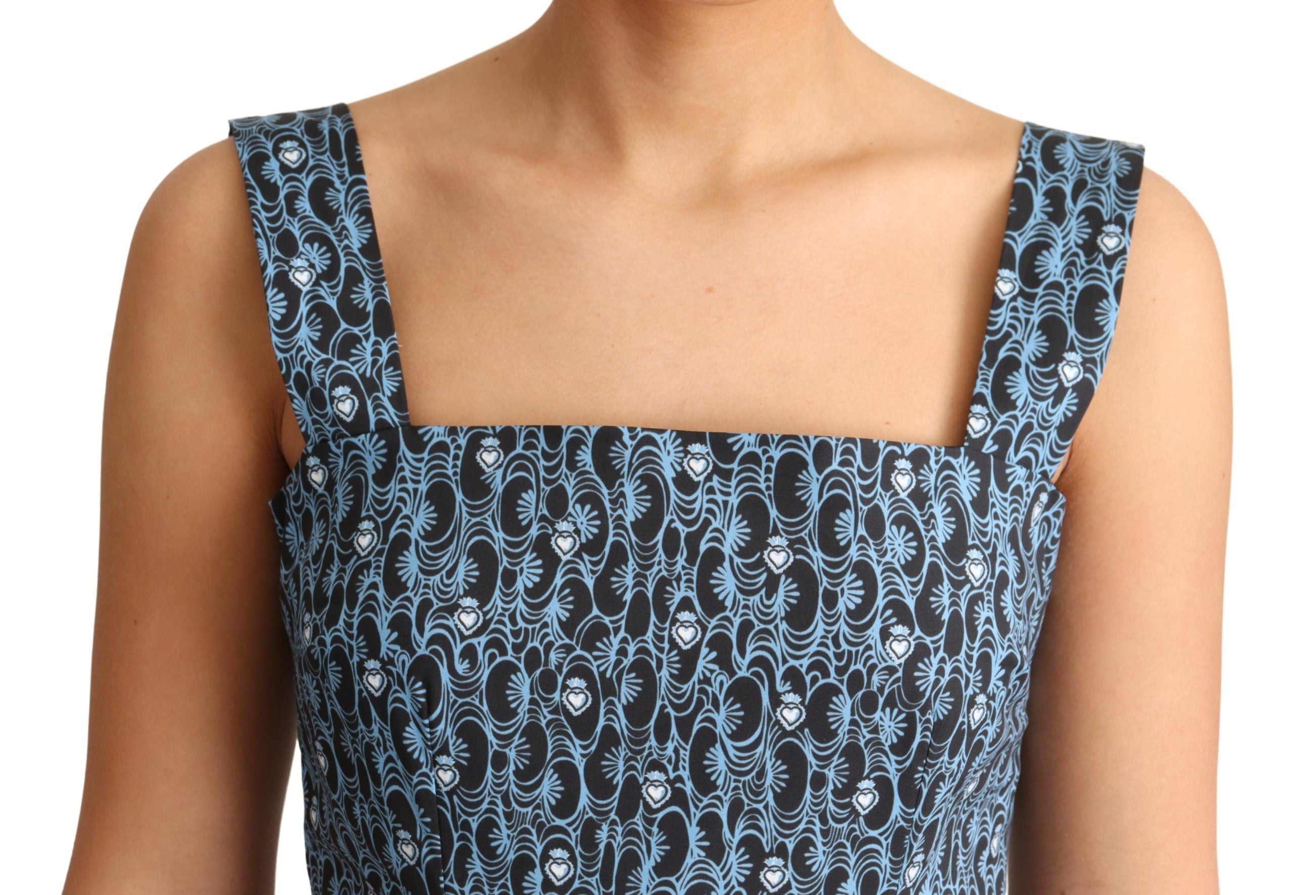Dolce &amp; Gabbana Elegantes ärmelloses A-Linien-Kleid mit blauem Herz