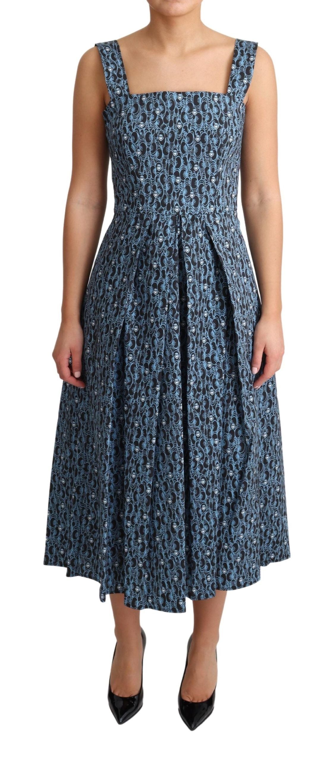 Dolce &amp; Gabbana Elegantes ärmelloses A-Linien-Kleid mit blauem Herz
