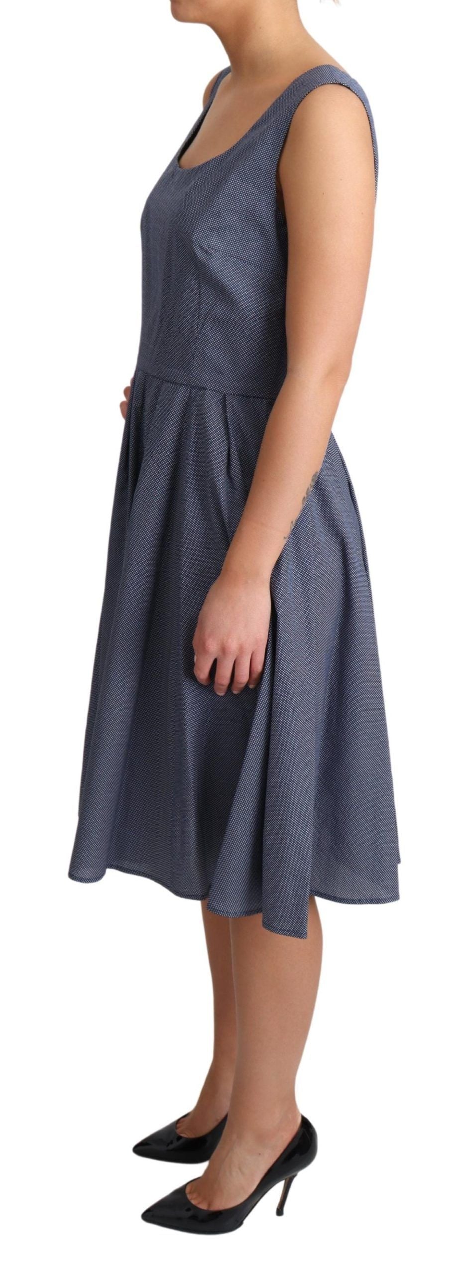 Robe trapèze sans manches à pois bleus chics Dolce &amp; Gabbana