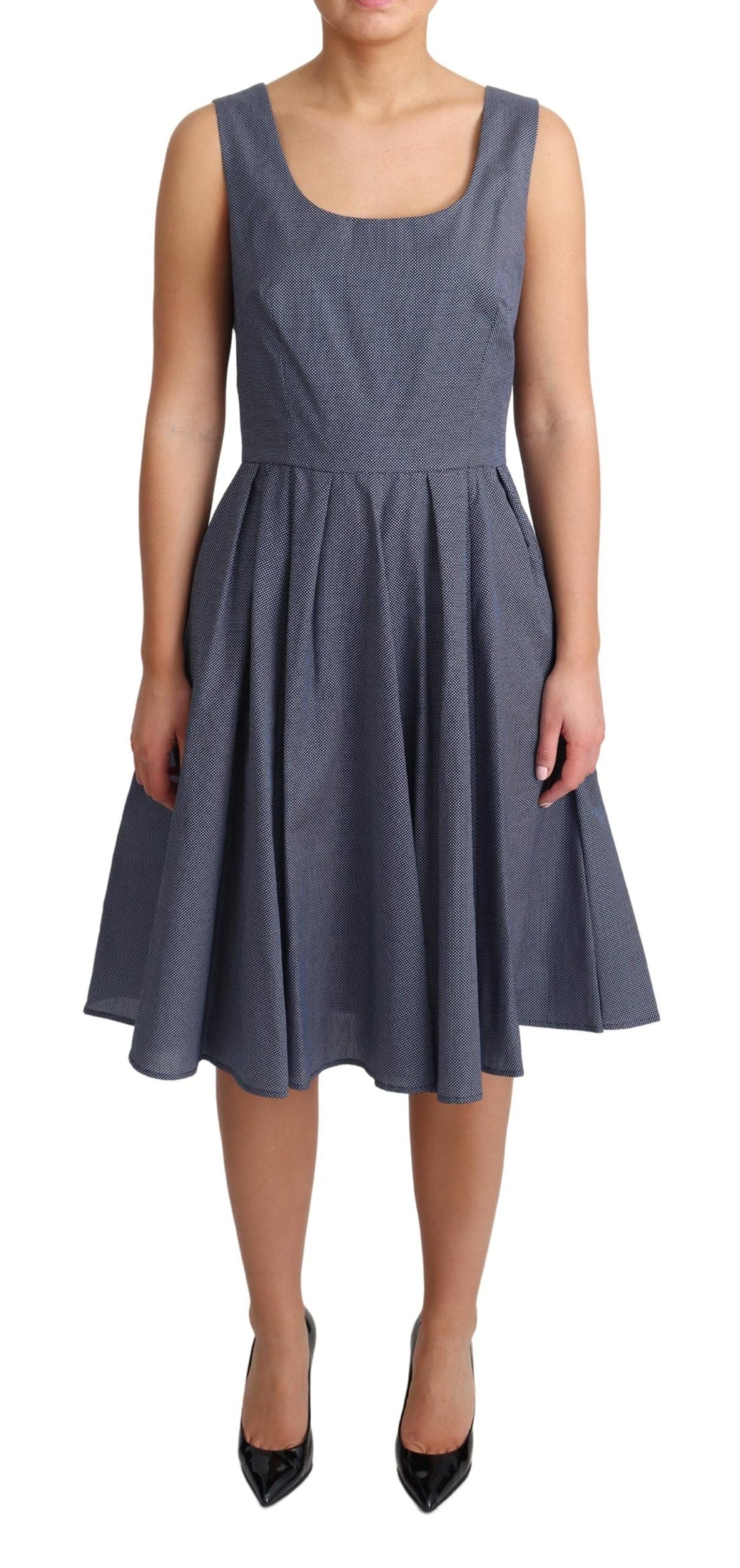 Robe trapèze sans manches à pois bleus chics Dolce &amp; Gabbana