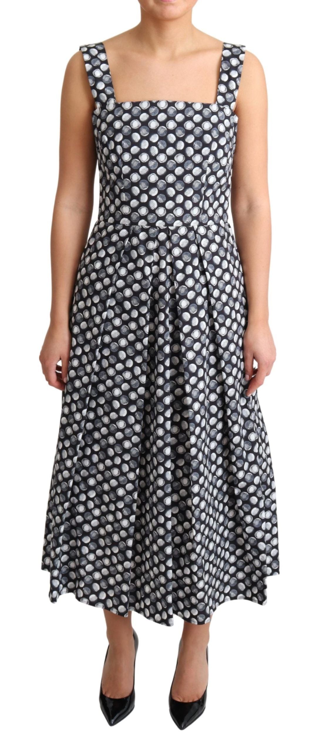Dolce &amp; Gabbana Elegantes ärmelloses geometrisches Midi-A-Linienkleid