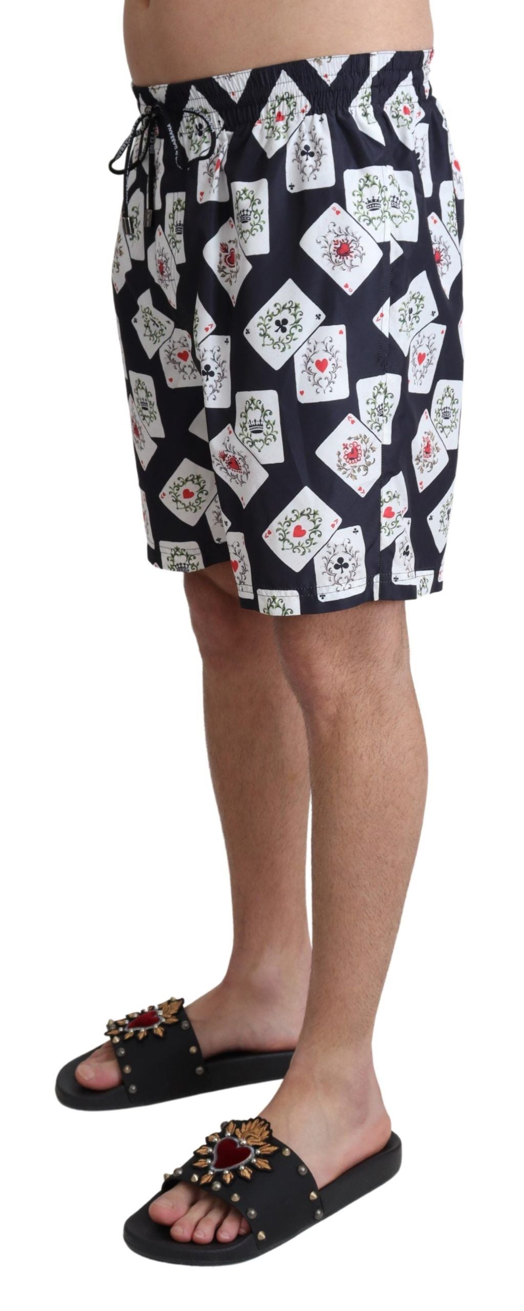Dolce &amp; Gabbana – Badehose mit buntem Kartenspiel-Print