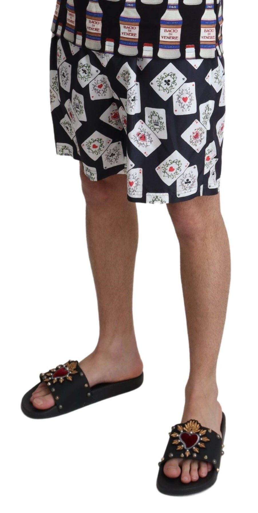 Dolce &amp; Gabbana – Badehose mit buntem Kartenspiel-Print