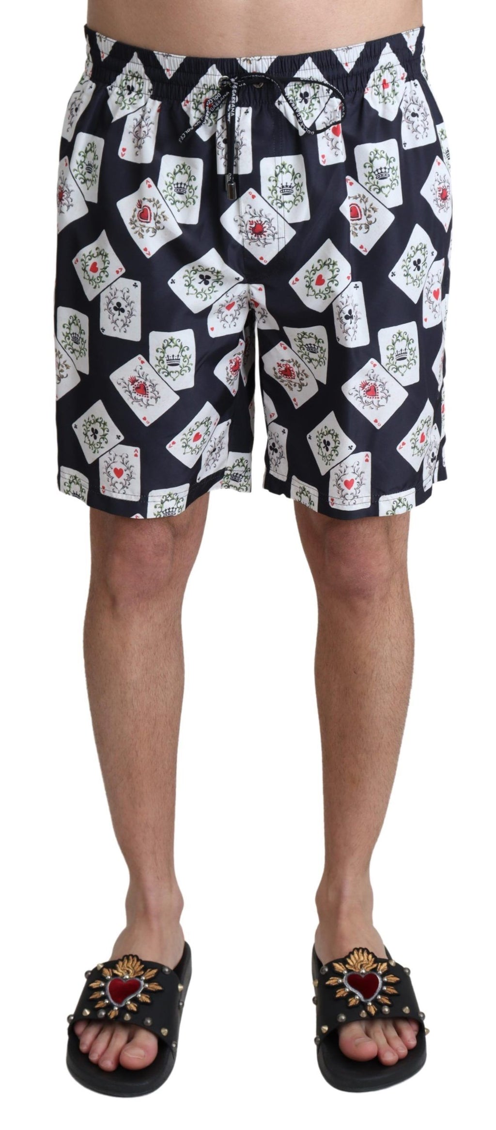 Dolce &amp; Gabbana – Badehose mit buntem Kartenspiel-Print