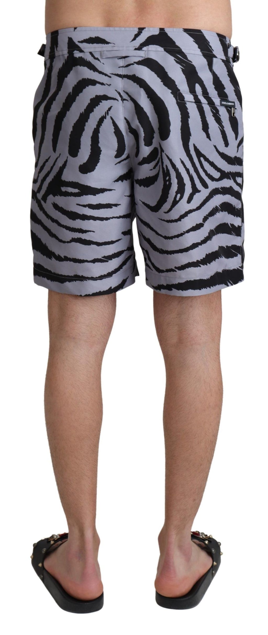 Dolce &amp; Gabbana – Elegante Badehose mit Zebramuster in Grau