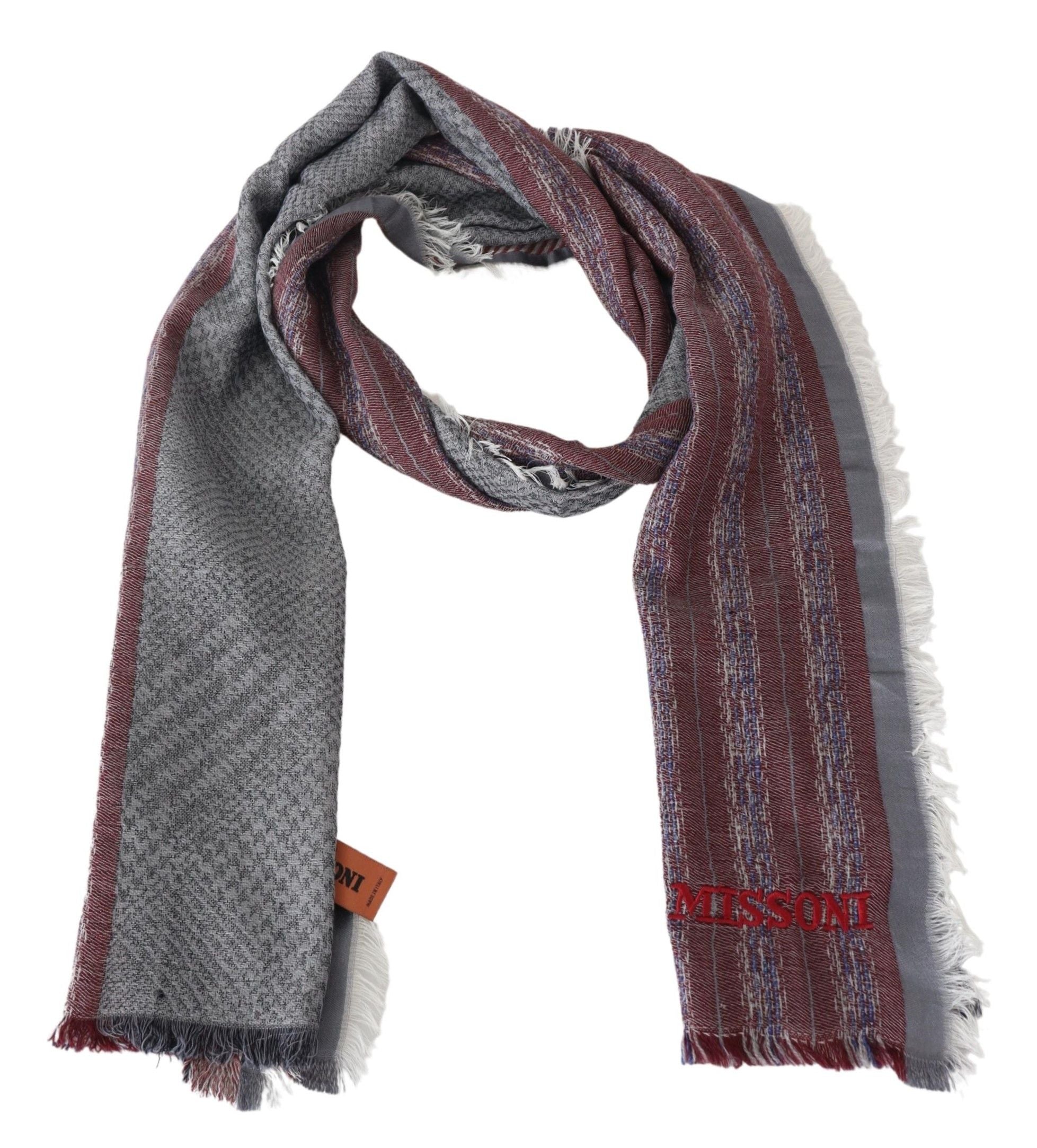 Missoni – Eleganter, gestreifter Wollschal mit Logo