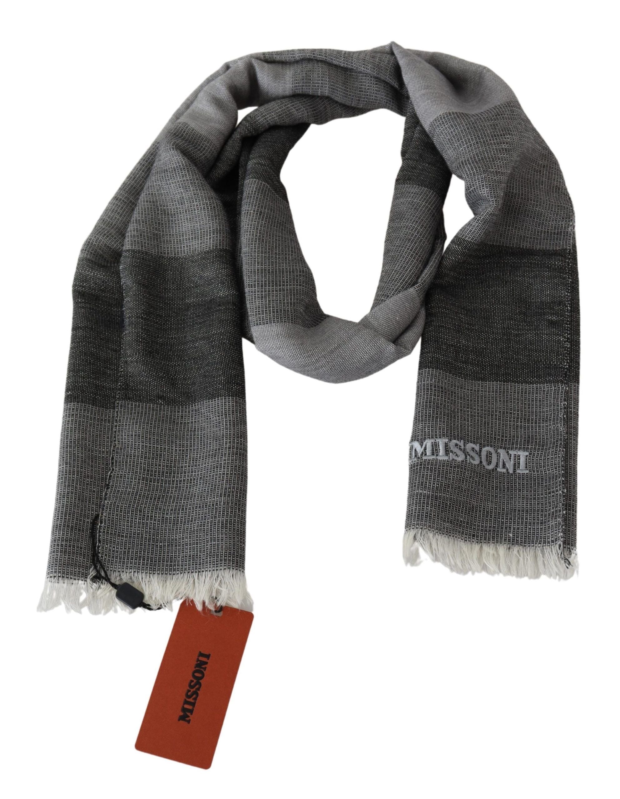 Écharpe élégante en laine rayée Missoni avec logo brodé