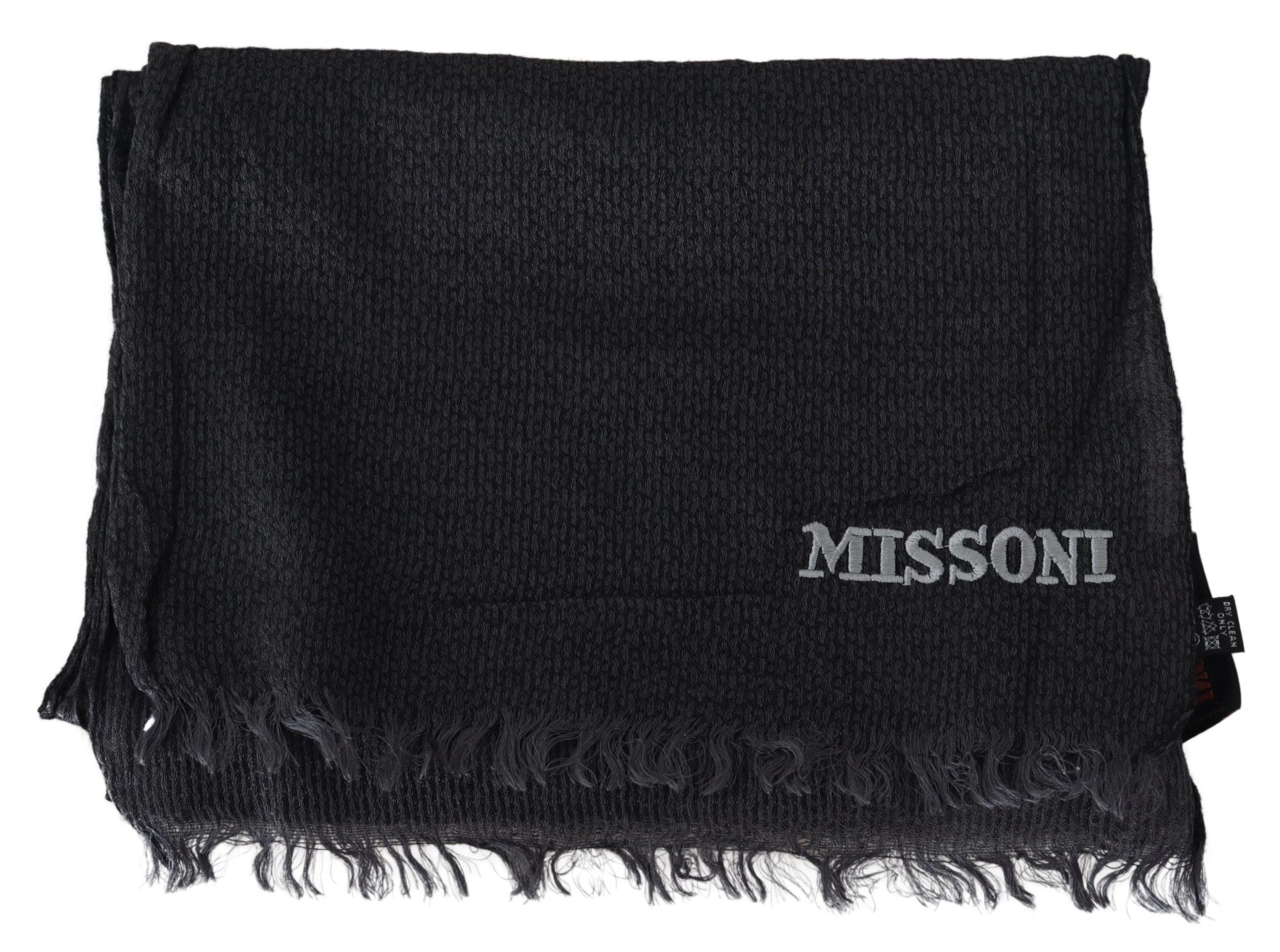 Missoni – Eleganter schwarzer Wollschal mit Fransen