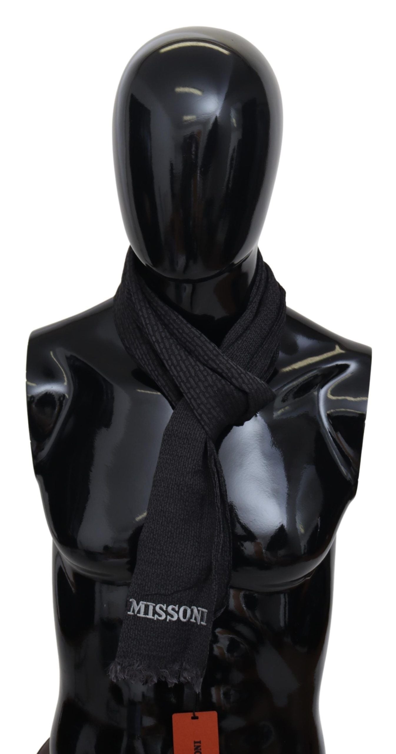 Missoni – Eleganter schwarzer Wollschal mit Fransen