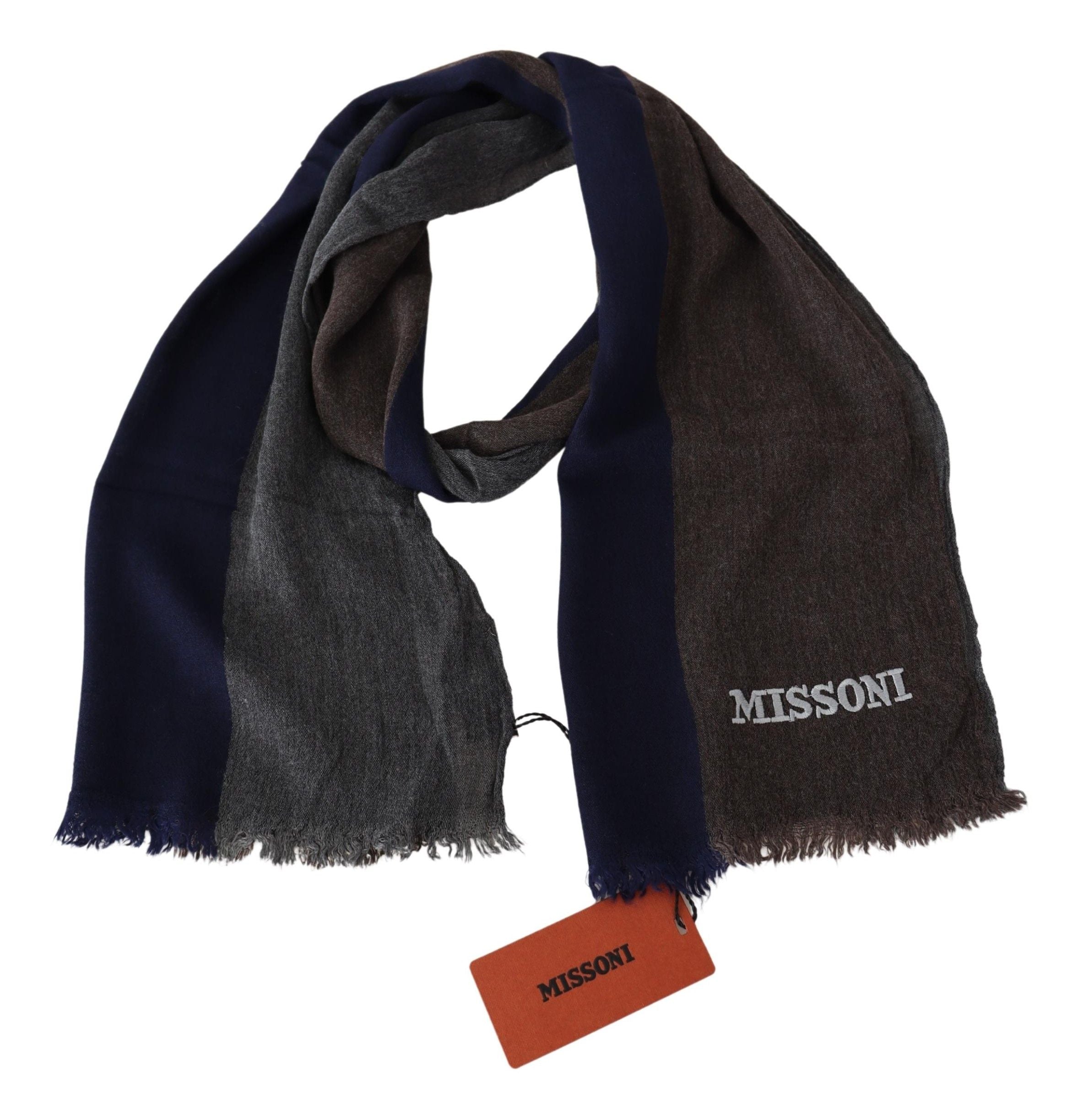 Eleganter, mehrfarbiger Wollschal von Missoni mit charakteristischer Stickerei
