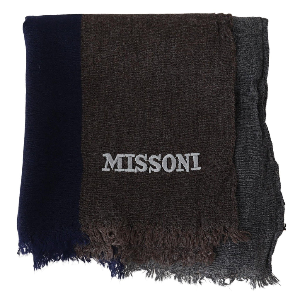Eleganter, mehrfarbiger Wollschal von Missoni mit charakteristischer Stickerei