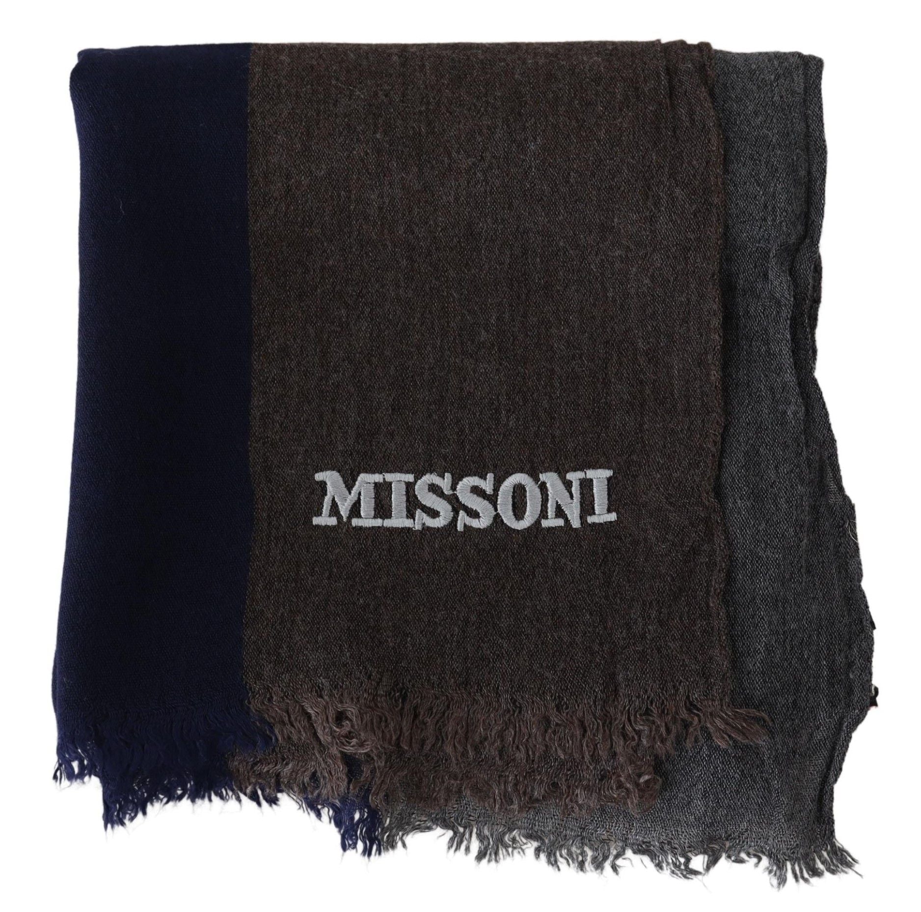 Eleganter, mehrfarbiger Wollschal von Missoni mit charakteristischer Stickerei