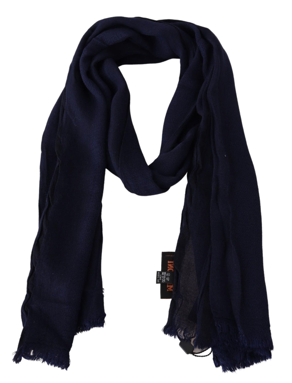 Missoni – Eleganter blauer Wollschal mit gesticktem Logo