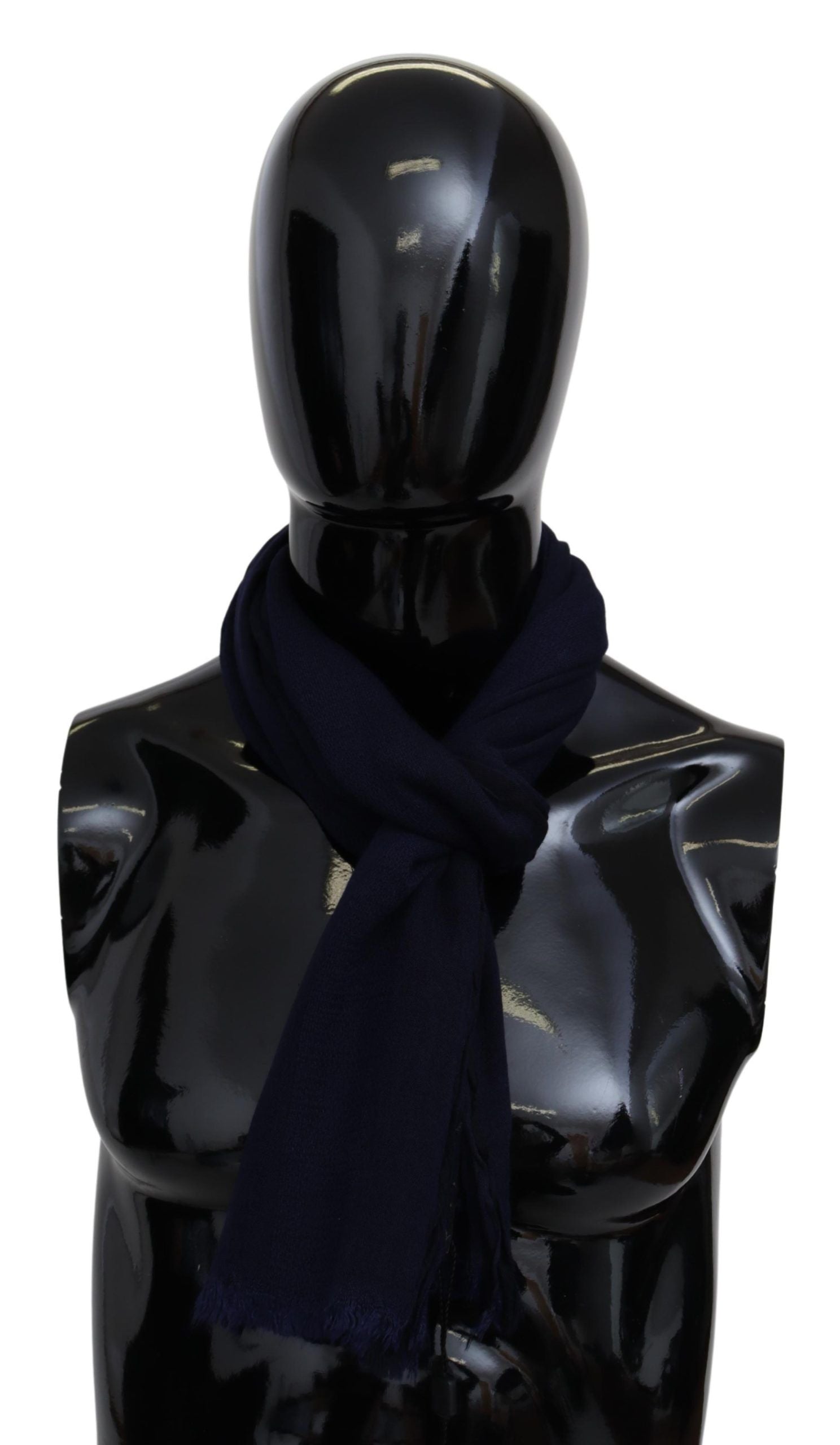 Missoni – Eleganter blauer Wollschal mit gesticktem Logo